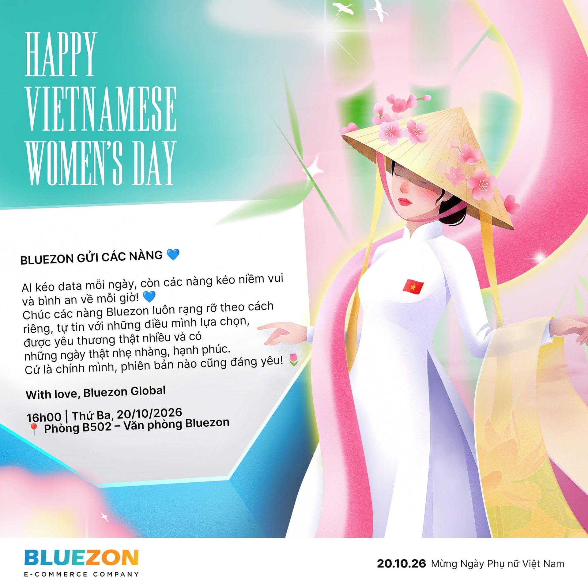 Poster Happy Vietnamese Women's Day 20/10 của Bluezon