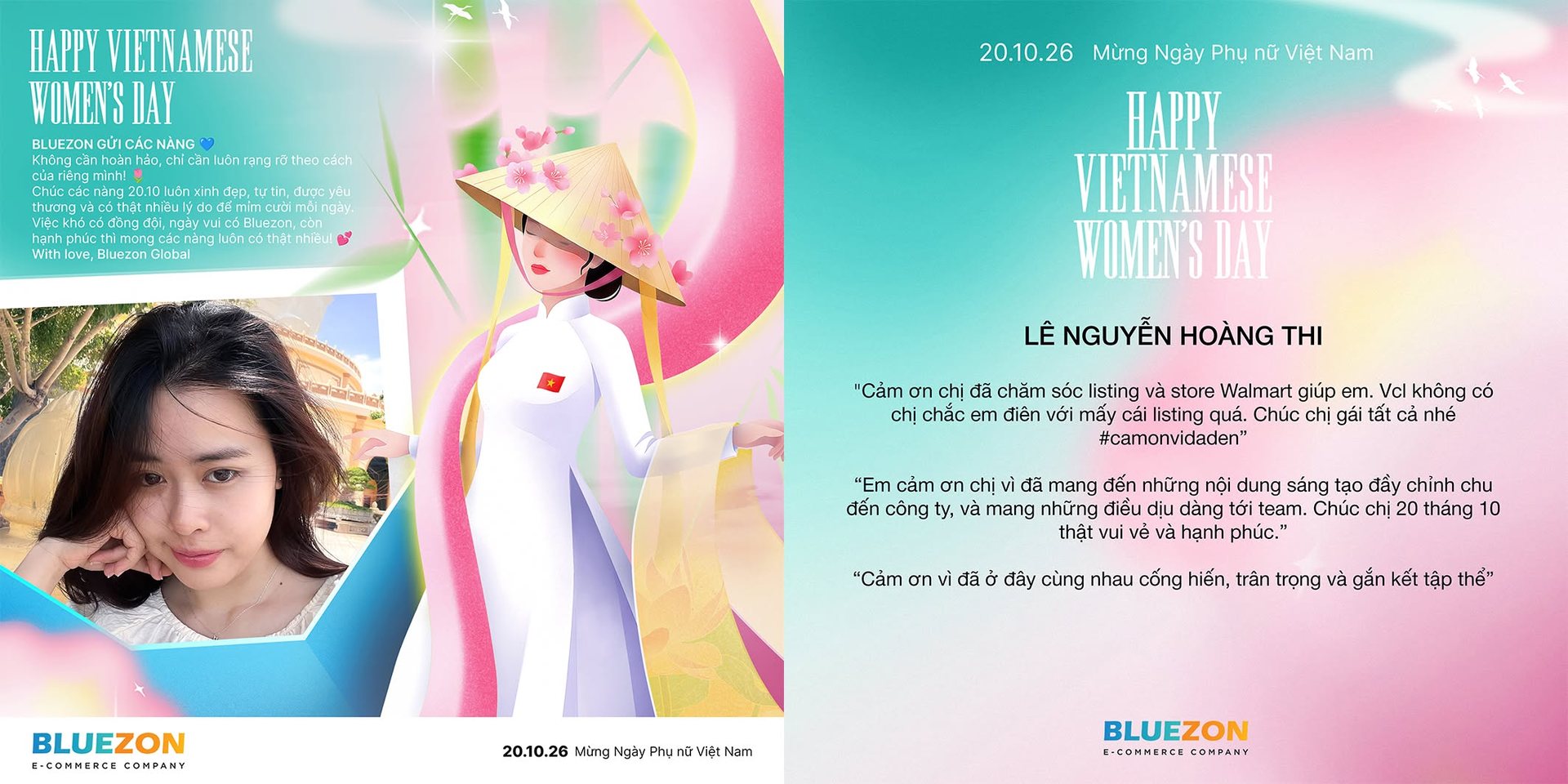 Thiệp chúc mừng 20/10 Bluezon gửi riêng từng bạn nữ