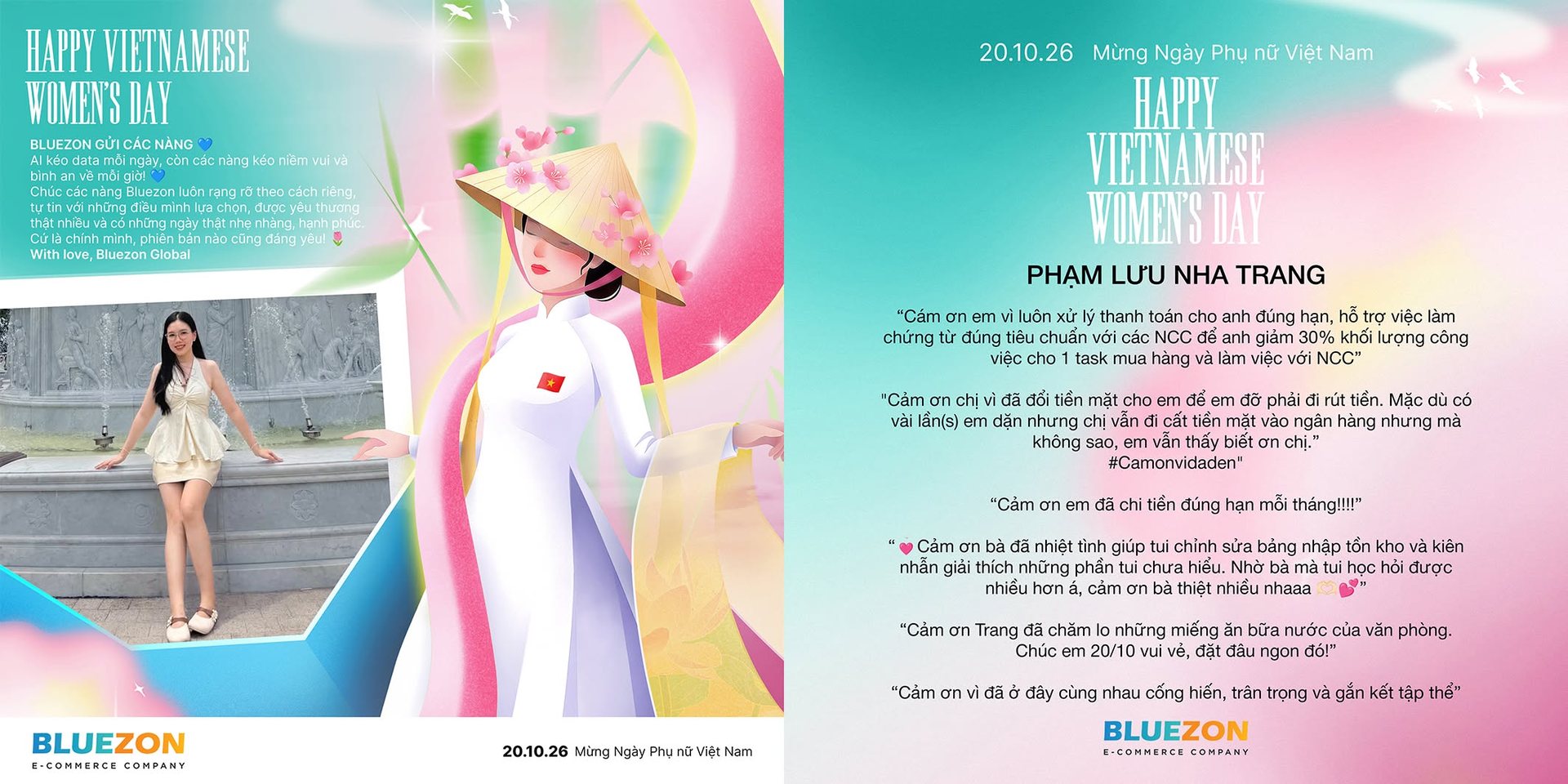 Thiệp chúc mừng 20/10 Bluezon gửi riêng từng bạn nữ