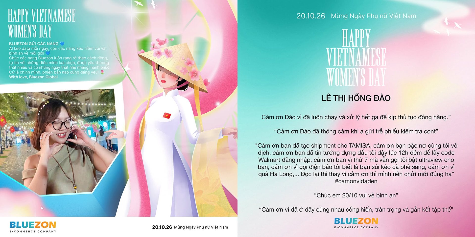 Thiệp chúc mừng 20/10 Bluezon gửi riêng từng bạn nữ