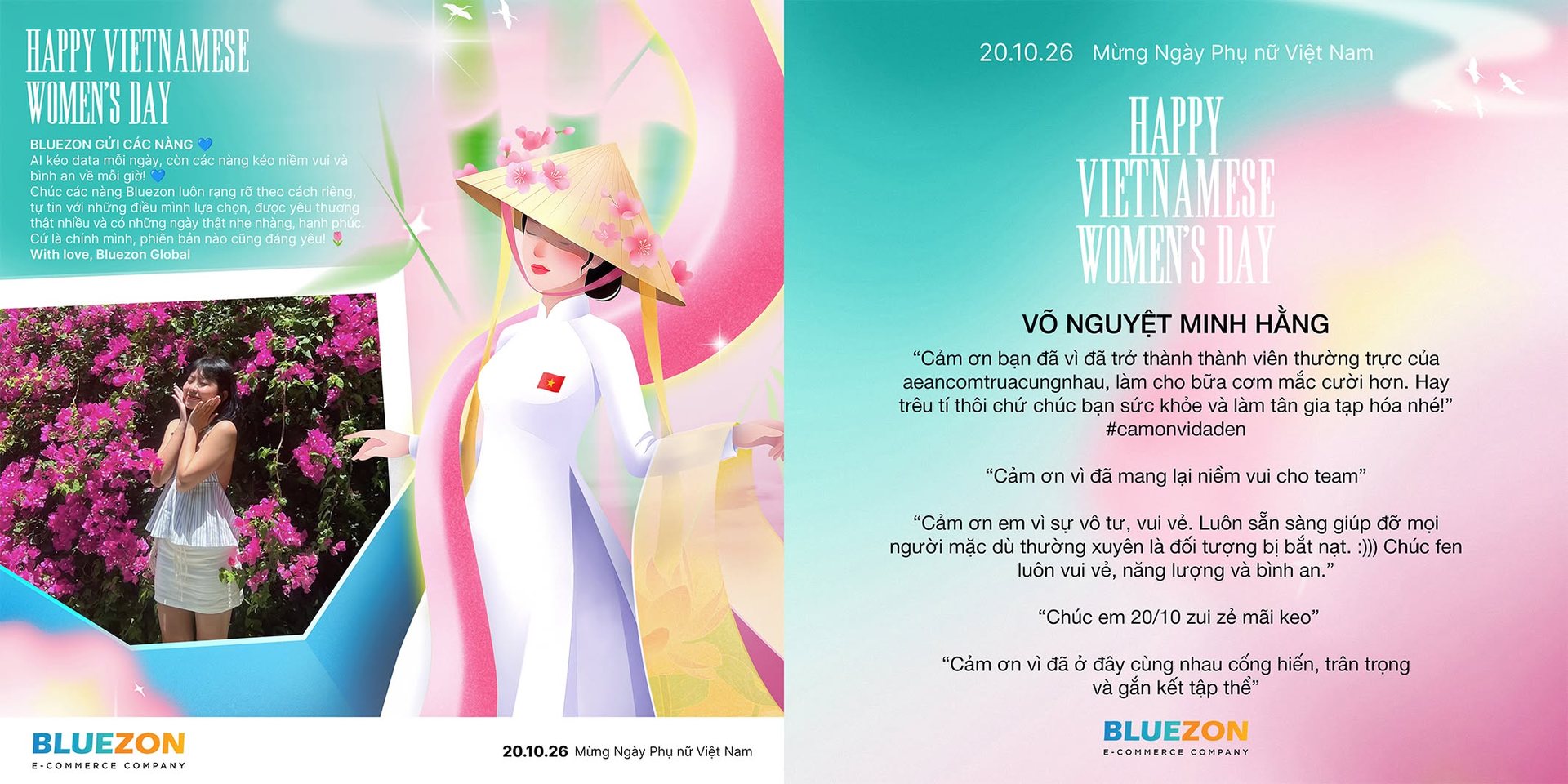 Thiệp chúc mừng 20/10 Bluezon gửi riêng từng bạn nữ