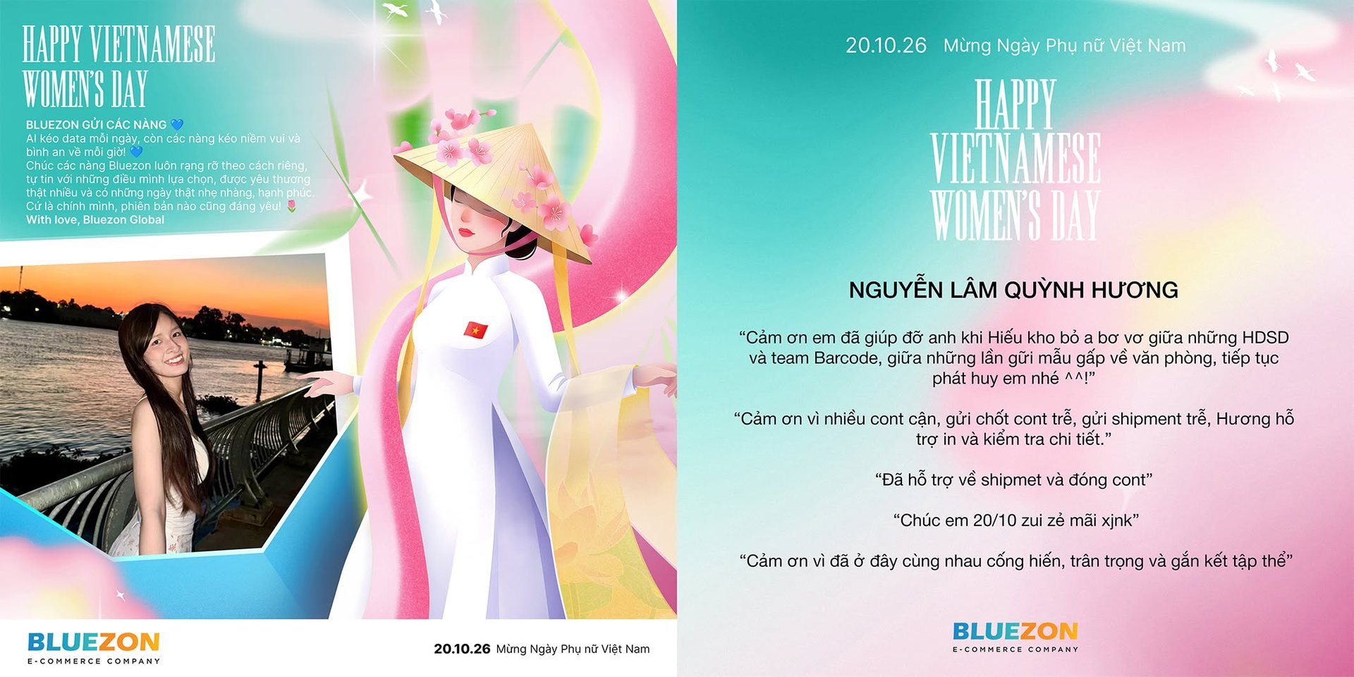Thiệp chúc mừng 20/10 Bluezon gửi riêng từng bạn nữ