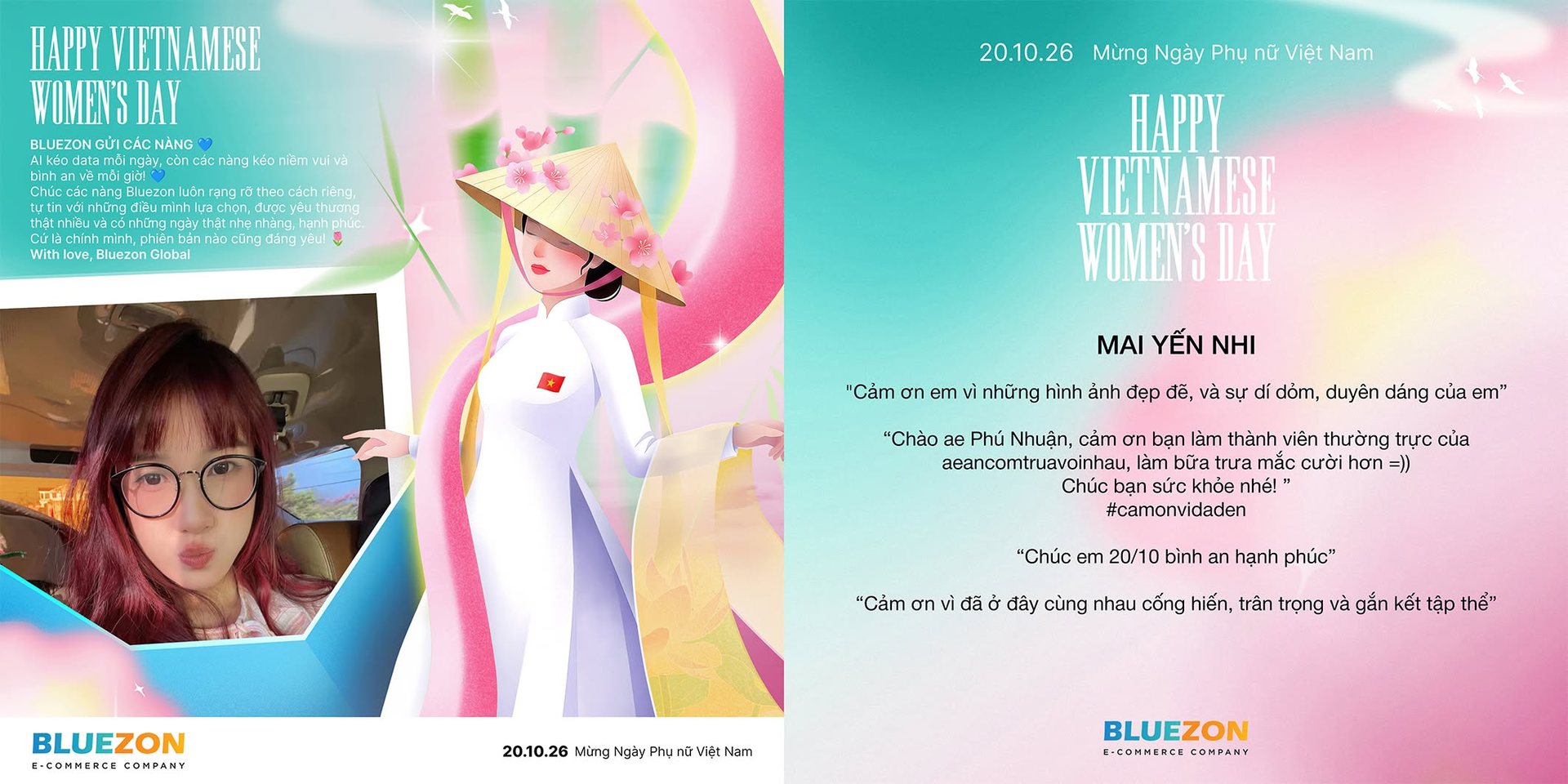 Thiệp chúc mừng 20/10 Bluezon gửi riêng từng bạn nữ