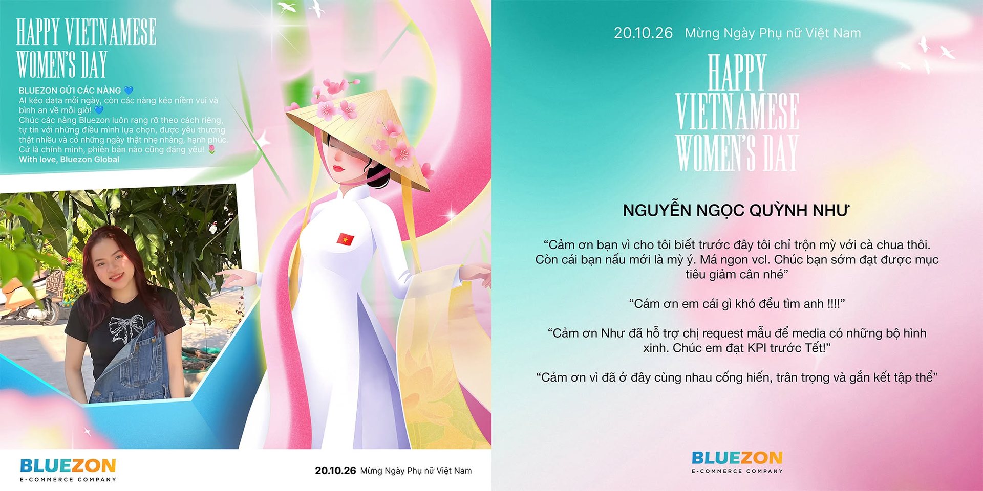 Thiệp chúc mừng 20/10 Bluezon gửi riêng từng bạn nữ