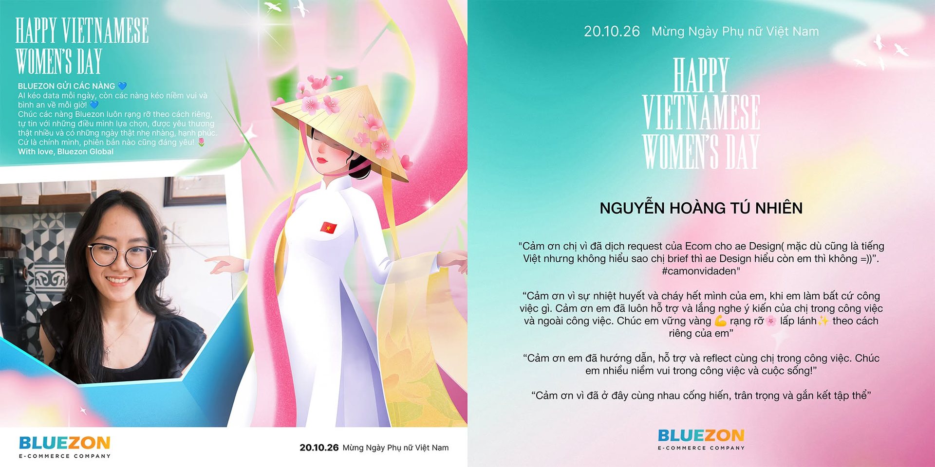 Thiệp chúc mừng 20/10 Bluezon gửi riêng từng bạn nữ