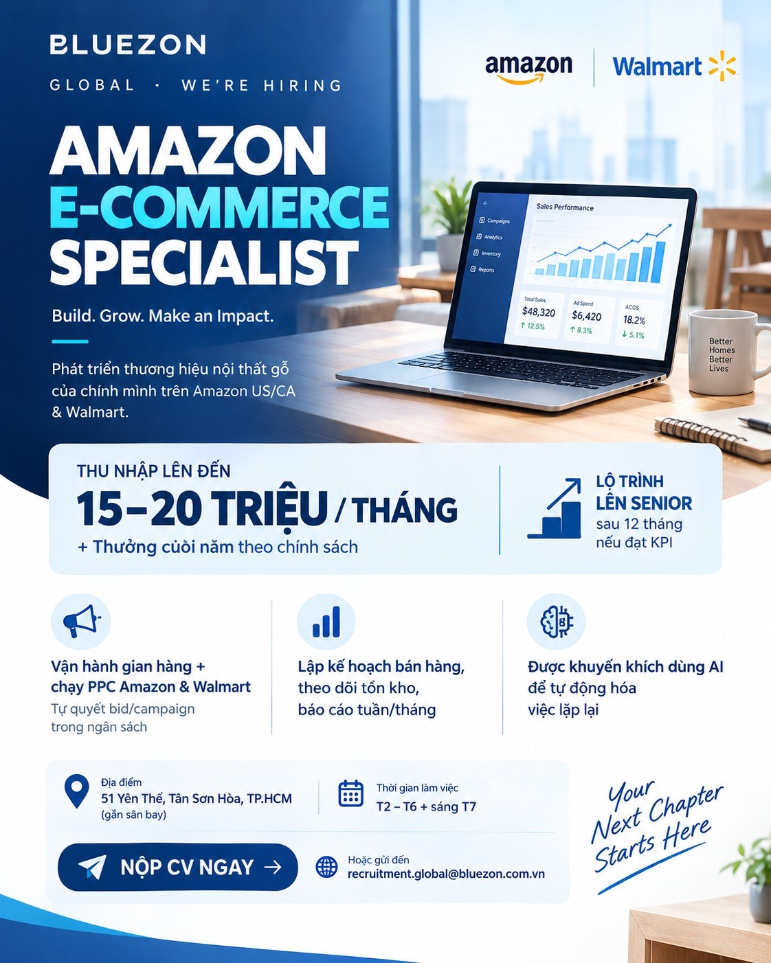 Bluezon tuyển dụng Amazon E-commerce Specialist – Amazon & Walmart, TP.HCM